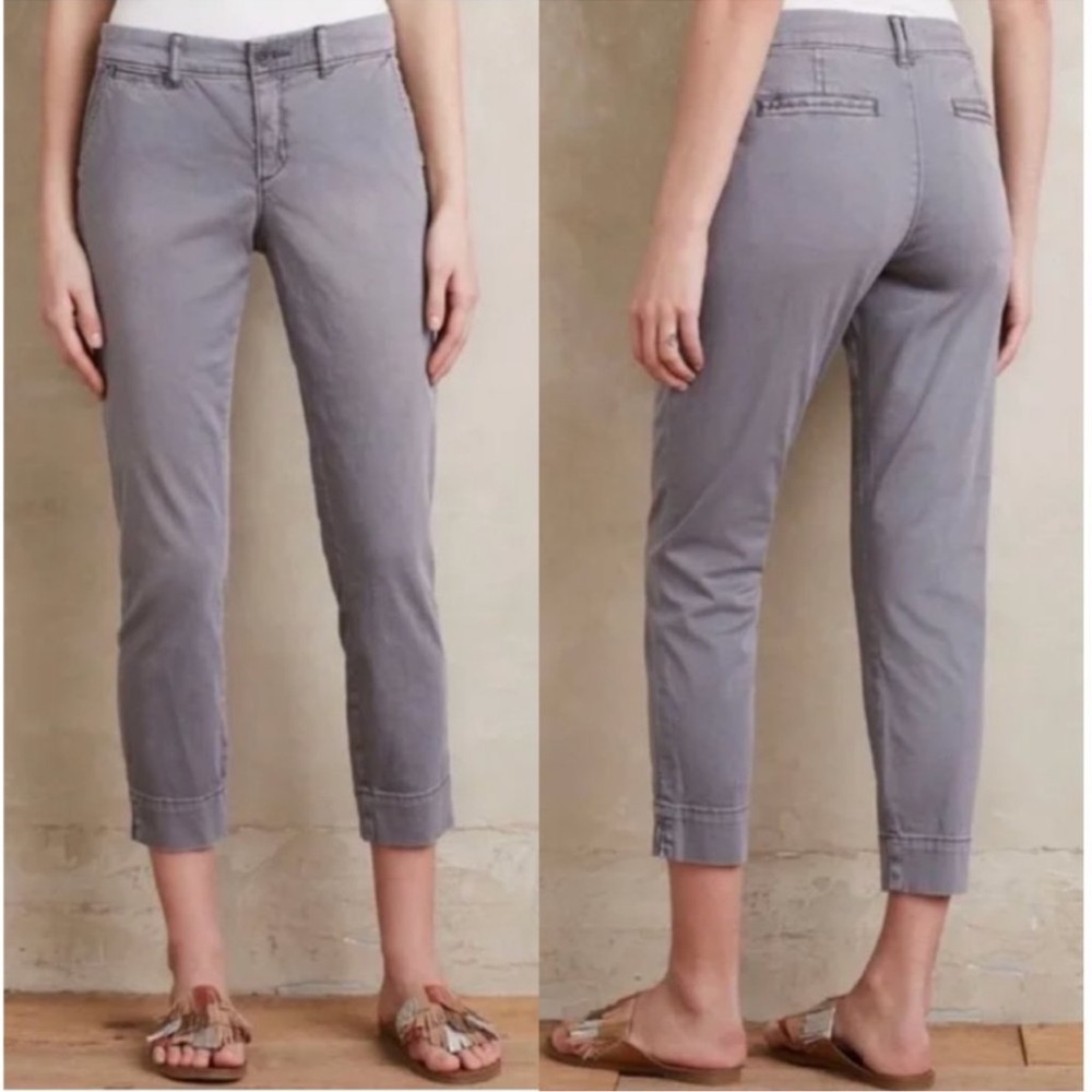 Anthropologie Pilcro The Stet Cropped Dark Gray Chinos Size 32 Midrise
